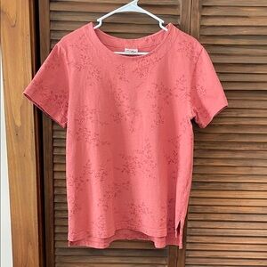 Women's Coral Patterned Short Sleeve Cotton Tee (L)